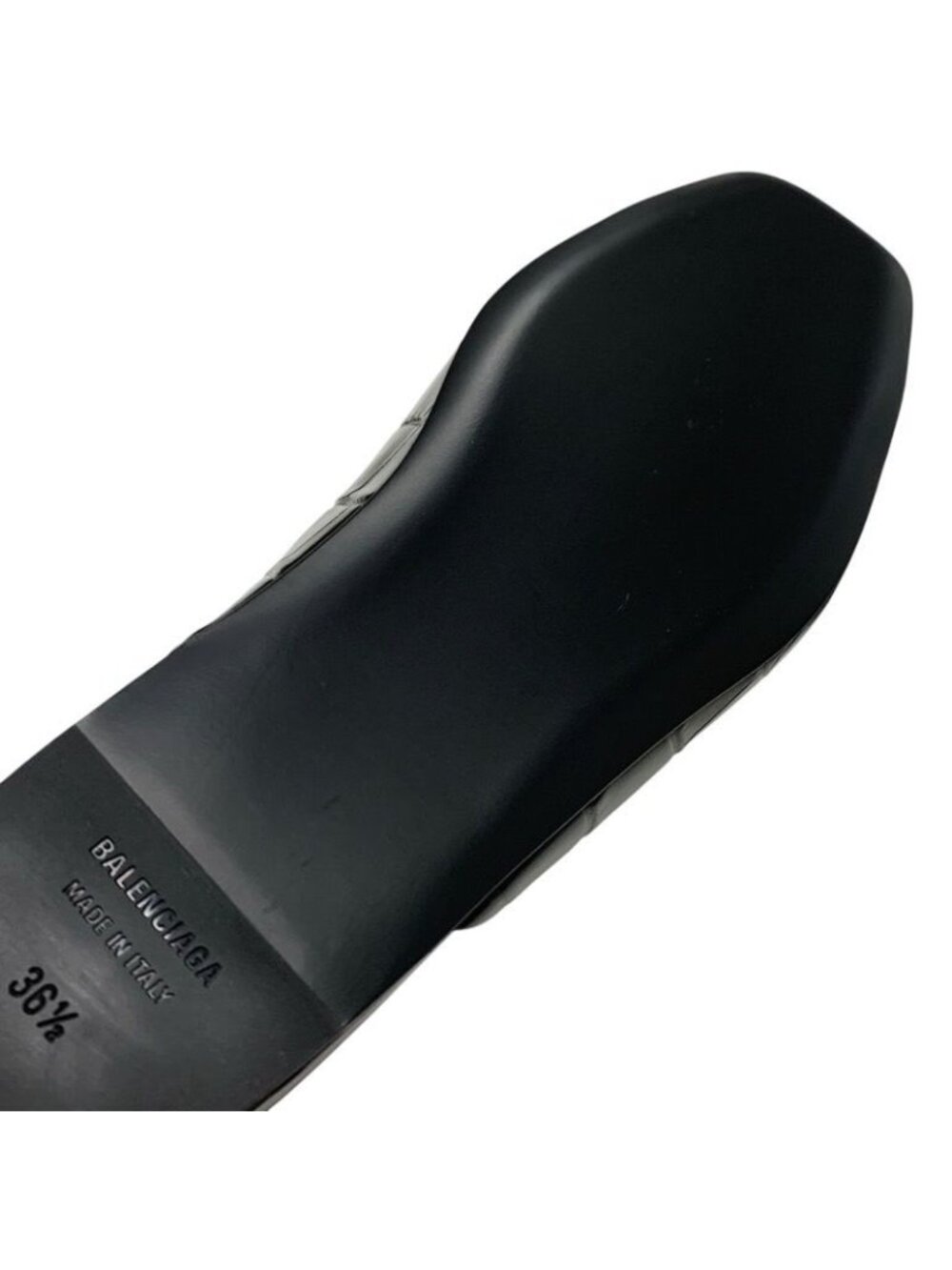 Balenciaga COSY BB Flat Shoes Leather Black Croco Shape Press Logo Mule - Picture 8 of 9